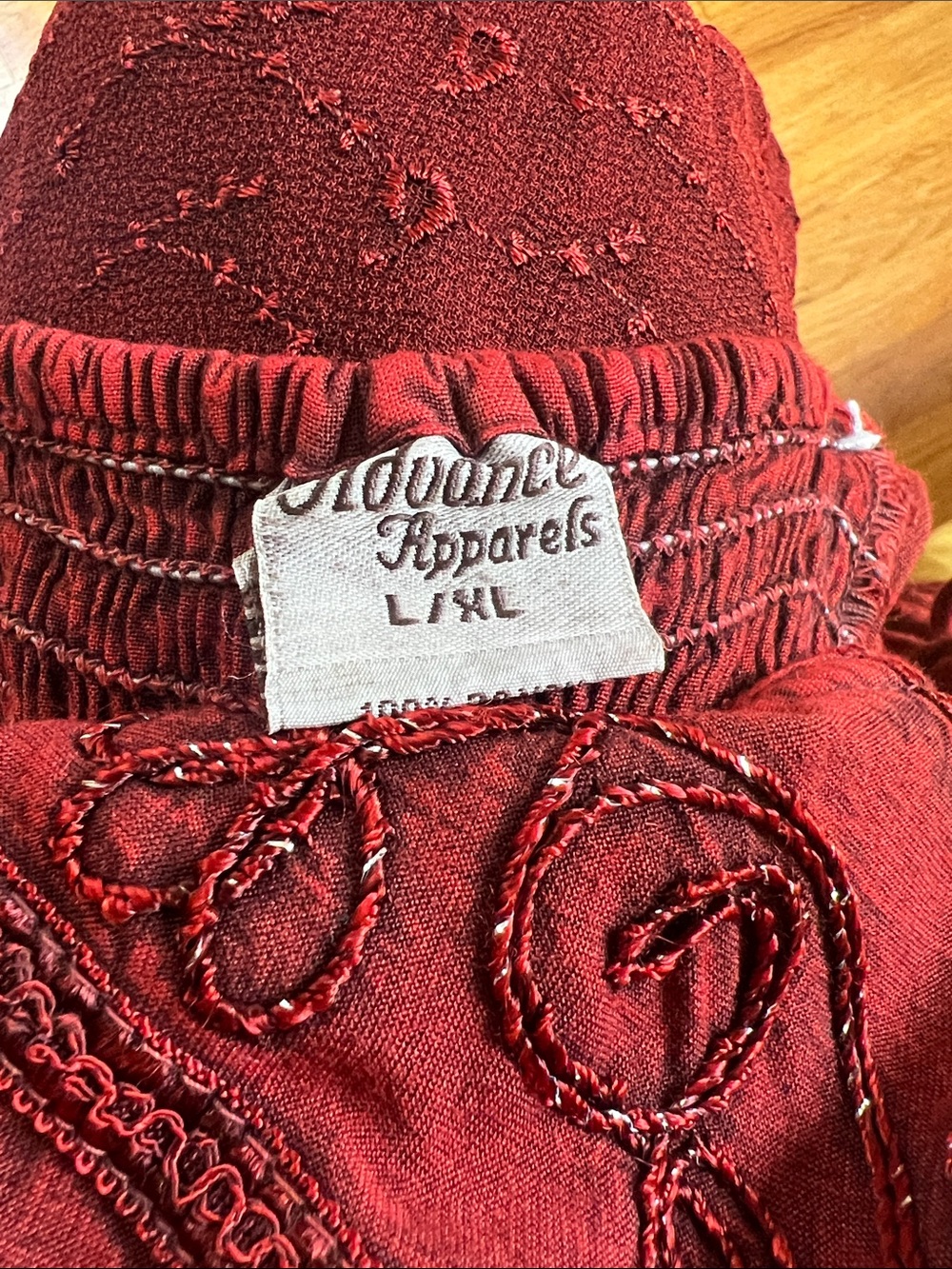 Embroidered Burnt Orange Sleeveless Dress - Picture 6 of 6